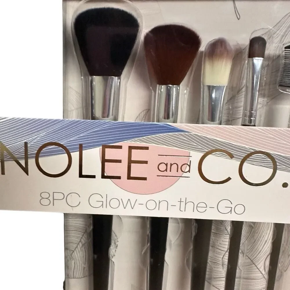 Nolee And Co. 8Pc Glow-on-the-Go Makeup Brush Set Black OS NEW